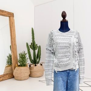 Banana Republic Cable Knit Fringe Moto Sweater Jacket